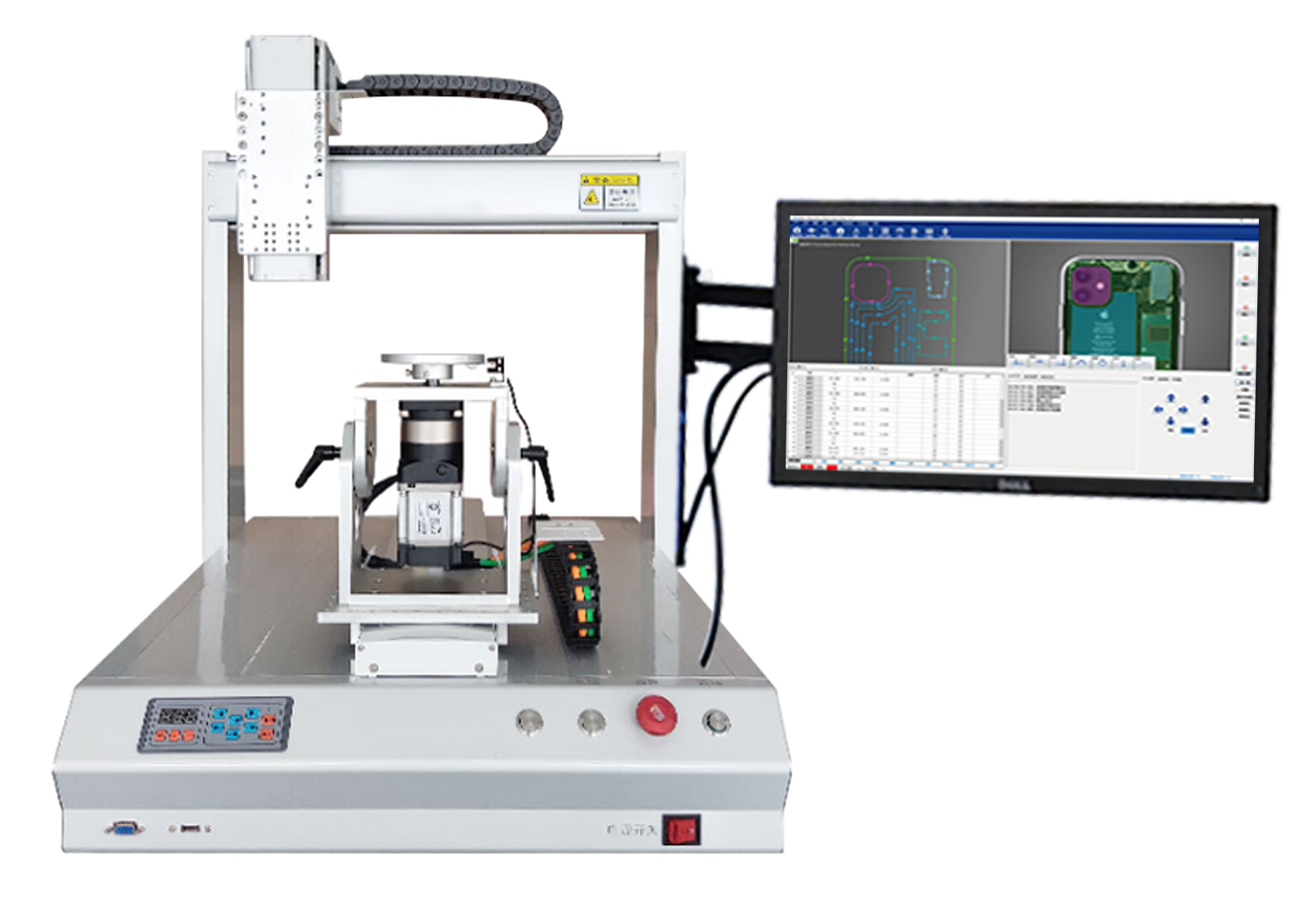 四轴工件旋转桌面式视觉点胶机